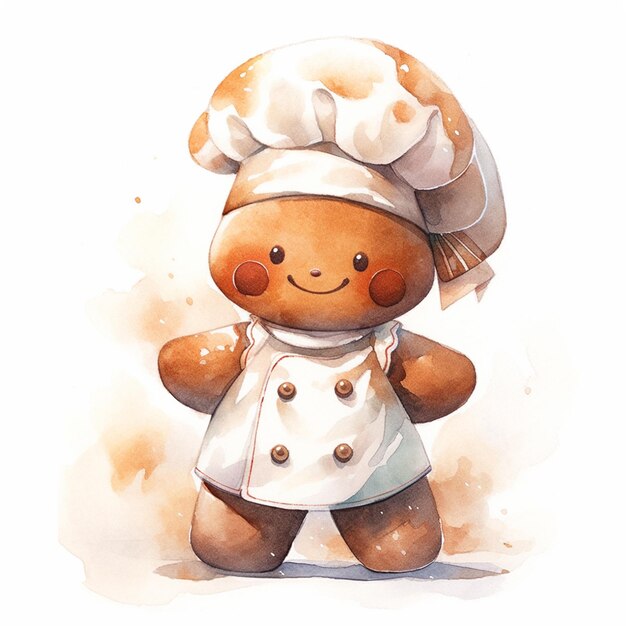 there is a painting of a teddy bear wearing a chefs hat generative ai