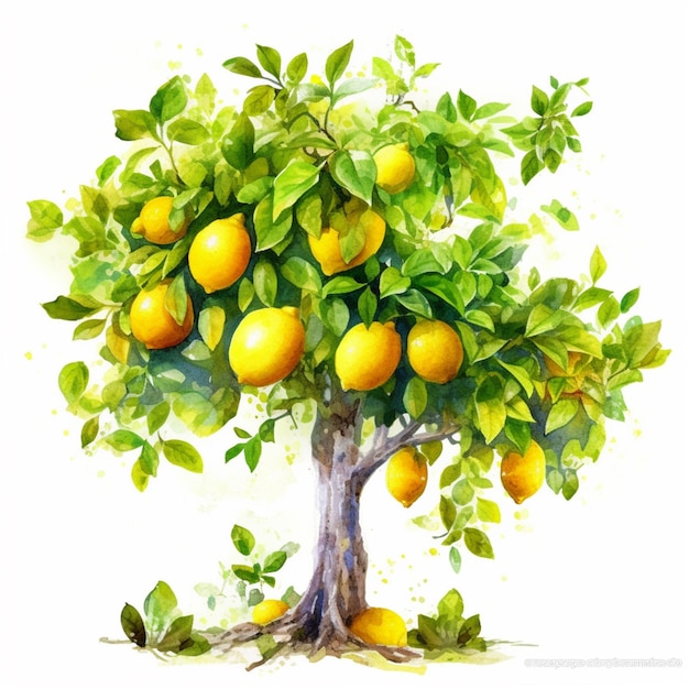 There is a painting of a tree with oranges growing on it generative ai