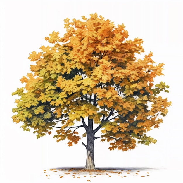 There is a painting of a tree with yellow leaves on it generative ai