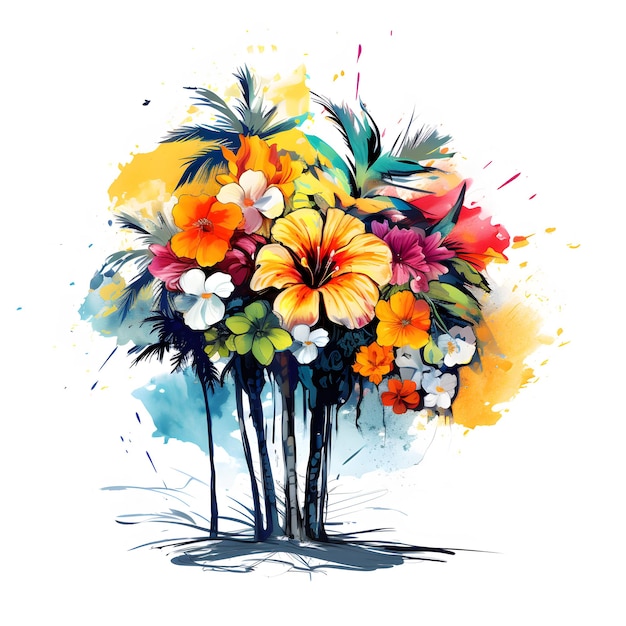 there is a painting of a vase of flowers on a table Generative AI