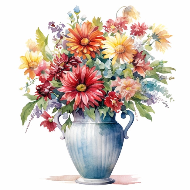 There is a painting of a vase with flowers in it generative ai