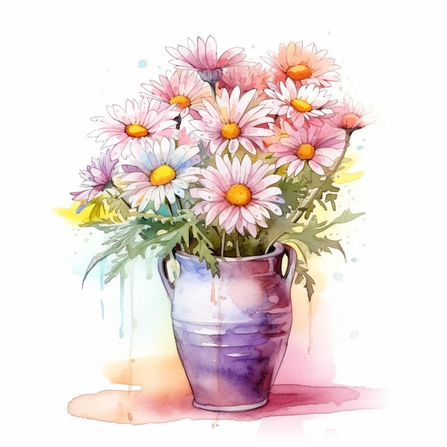 There is a painting of a vase with flowers in it generative ai