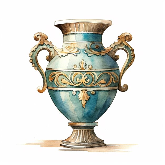 there is a painting of a vase with a handle on it generative ai