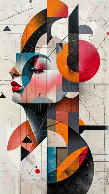 there is a painting of a woman with a geometric face generative ai