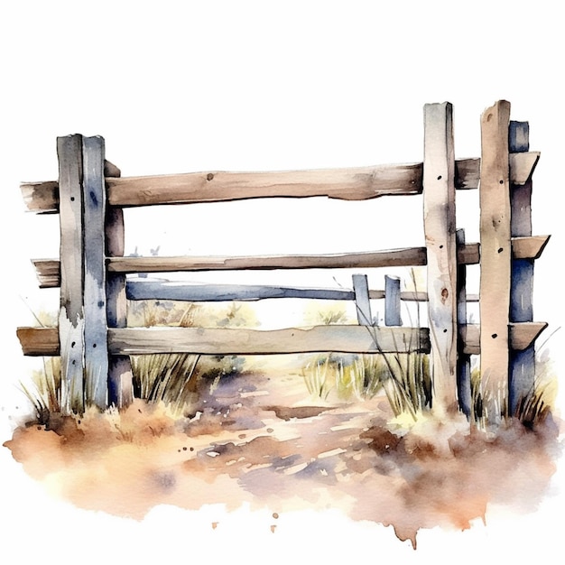 There is a painting of a wooden fence in the desert generative ai