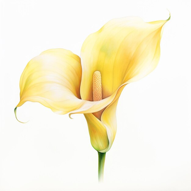 Photo there is a painting of a yellow flower with a green stem generative ai