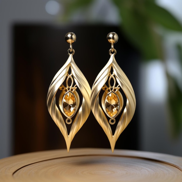 there is a pair of earrings that are on a table generative ai