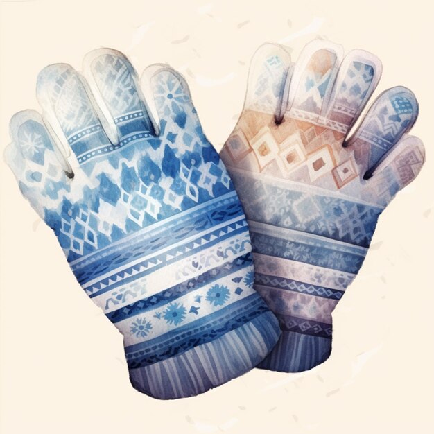 there is a pair of gloves with a pattern on them generative ai