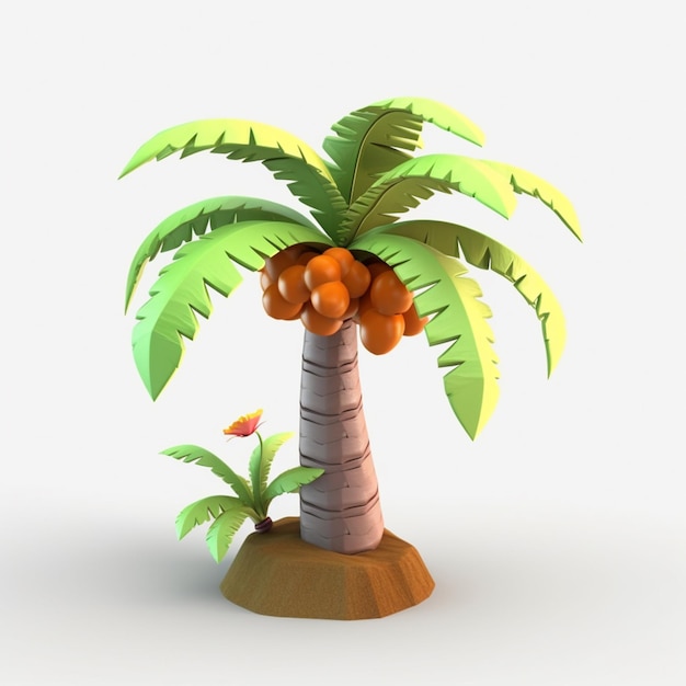 there is a palm tree with orange fruit on a small island generative ai