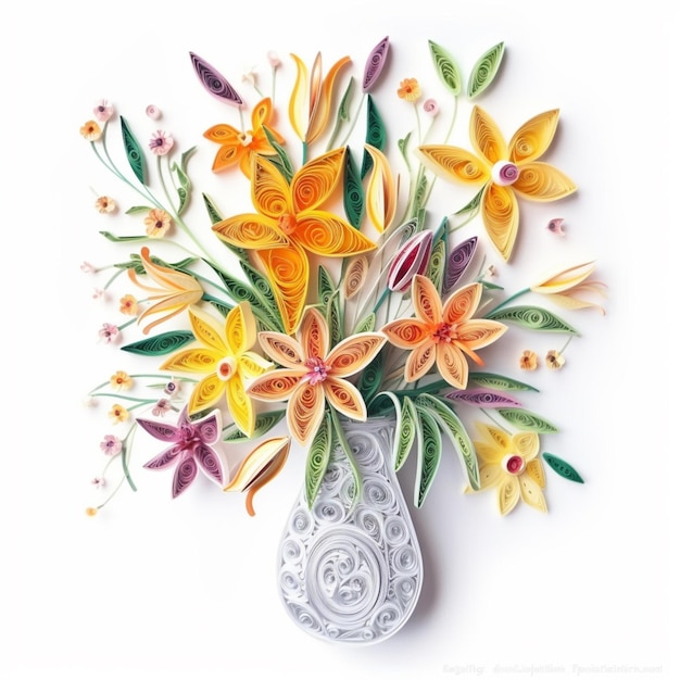 Есть бумажный арт вазы с цветами в ней генеративный ай
