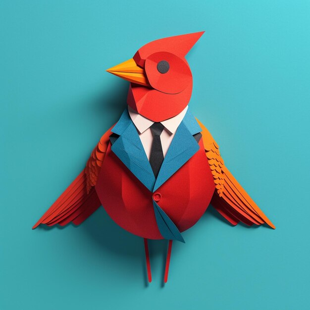 There is a paper bird with a suit and tie on generative ai