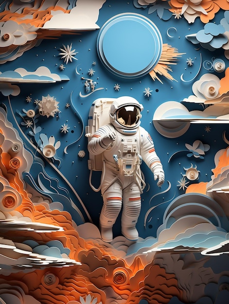 there is a paper cut of an astronaut in a space suit generative ai