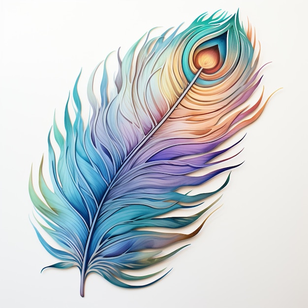 there is a paper cut of a peacock feather on a white background generative ai