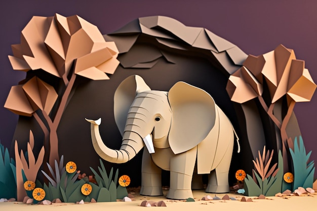 There is a paper cutout of elephant generative ai