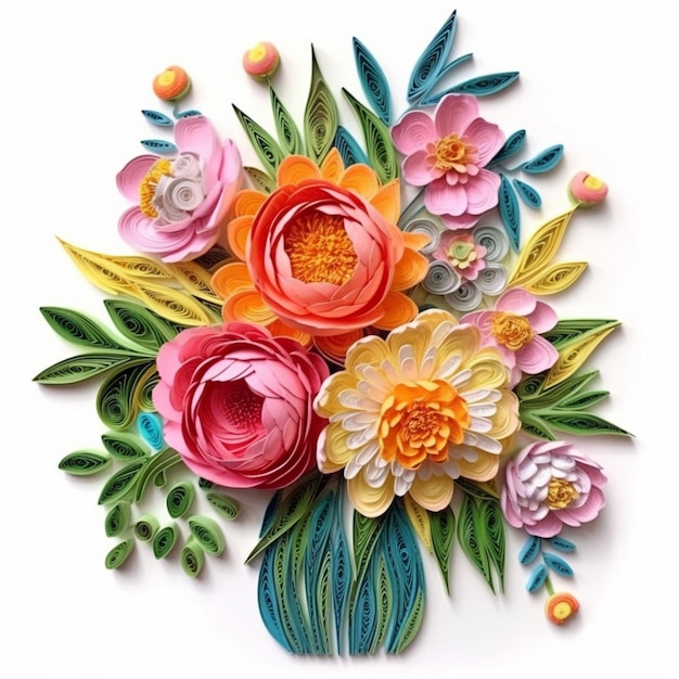 Premium AI Image  A colorful paper bouquet of flowers with the word paper  on it