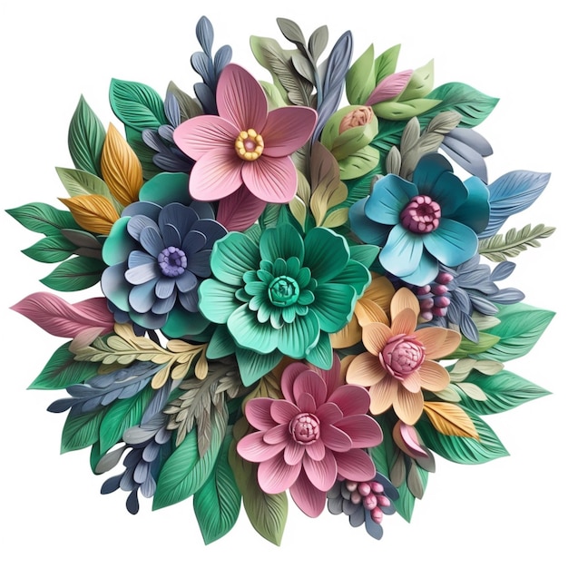 There is a paper flower arrangement with many different colors generative ai