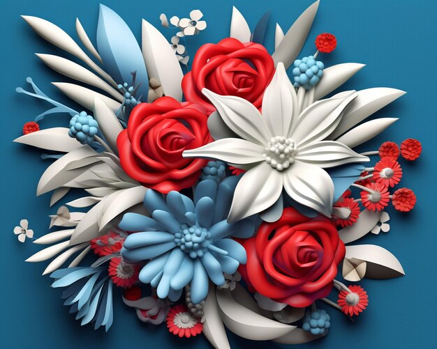 There is a paper flower arrangement with red generative ai