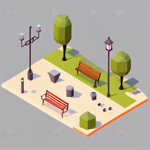 Photo there is a park with a bench generative ai
