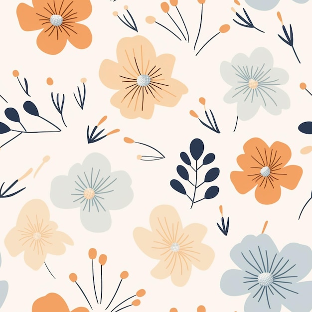 there is a pattern of flowers on a white background generative ai