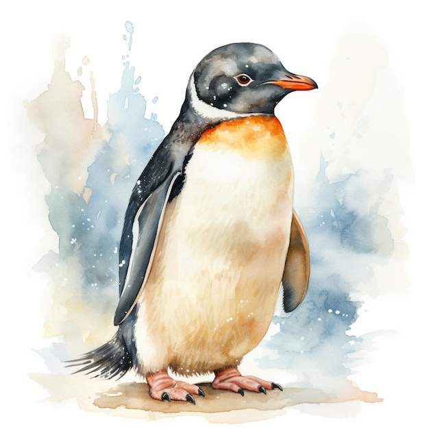 there is a penguin that is standing on a rock generative ai