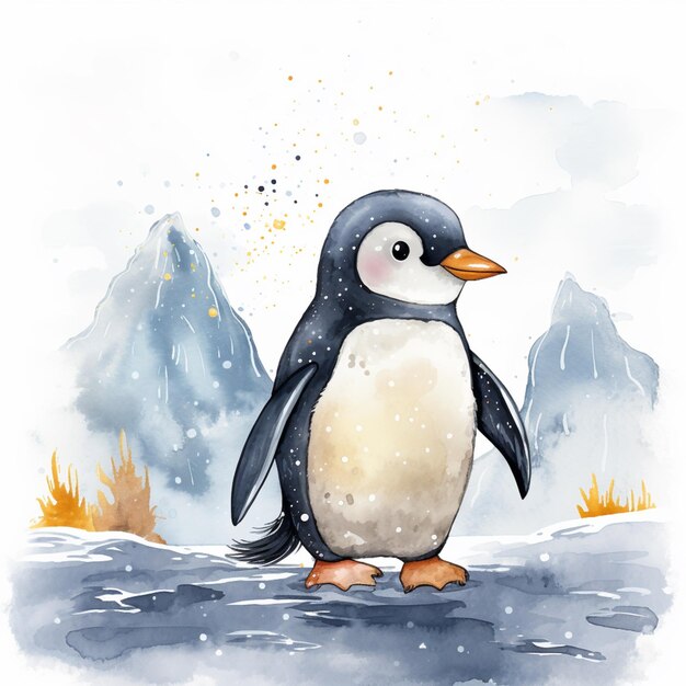 There is a penguin that is standing in the snow generative ai