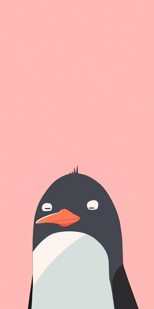 Photo there is a penguin that is standing up with a pink background generative ai