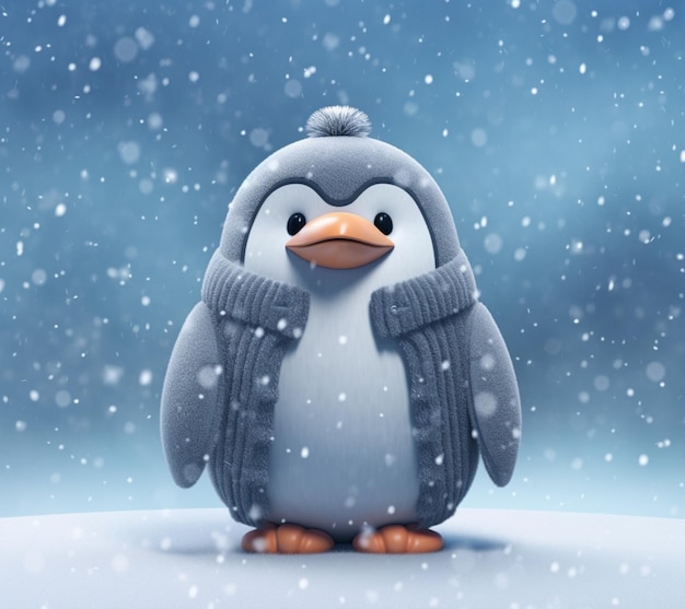 There is a penguin that is wearing a scarf and gloves generative ai