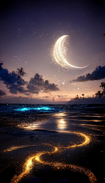 there is a picture of a beach with a crescent and a star generative ai