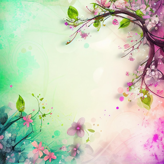 there is a picture of a beautiful floral background with a tree generative ai