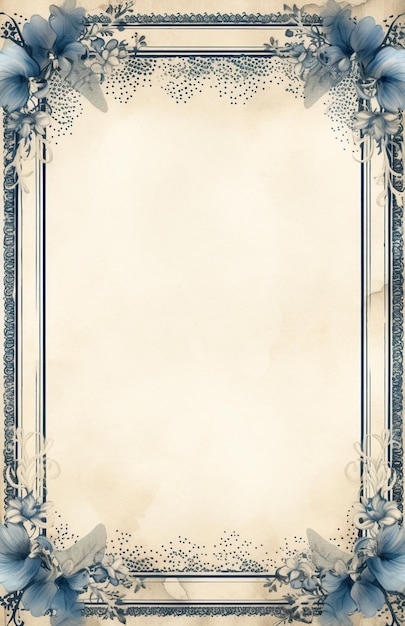 there is a picture of a blue flower frame on a beige background generative ai