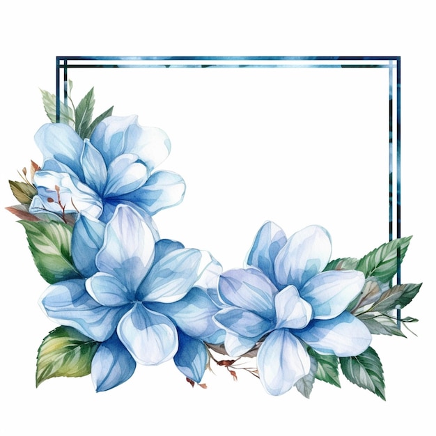 There is a picture of a blue flower with a frame generative ai