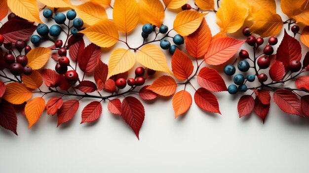 There is a picture of a border of leaves and berries generative ai