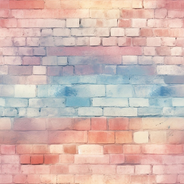 Foto c'è una foto di un muro di mattoni con una striscia blu e rosa generativa ai