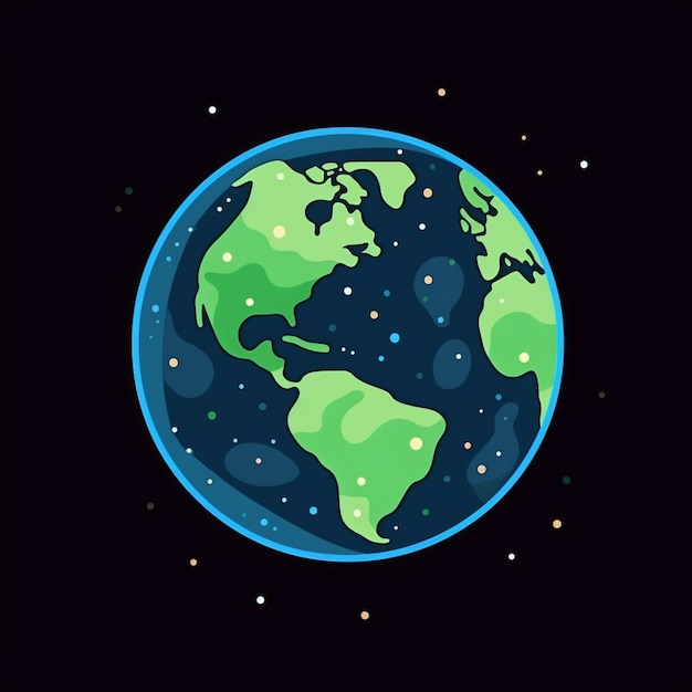 カートゥーン地球の写真 背景に星が描かれている