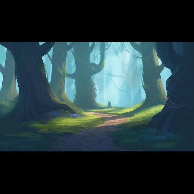 there is a picture of a cartoon scene of a forest generative ai