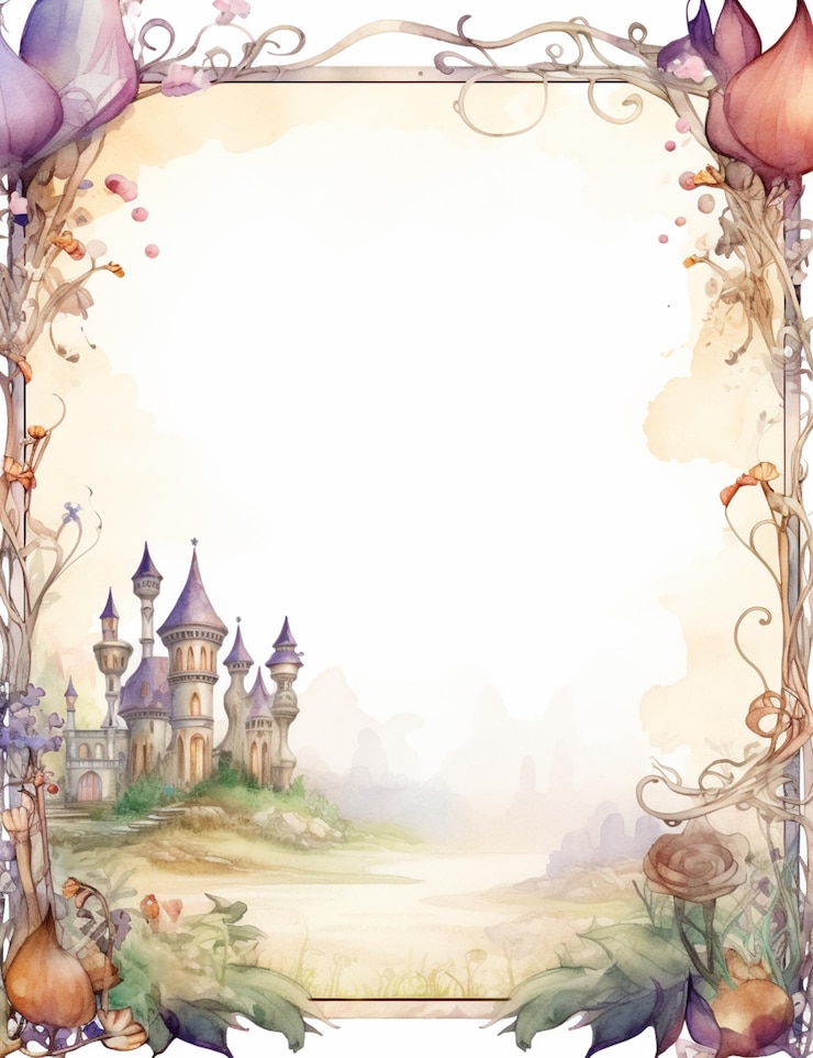 Photo there is a picture of a castle with a flower border generative ai