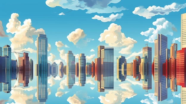 There is a picture of a city skyline with clouds in the sky generative ai