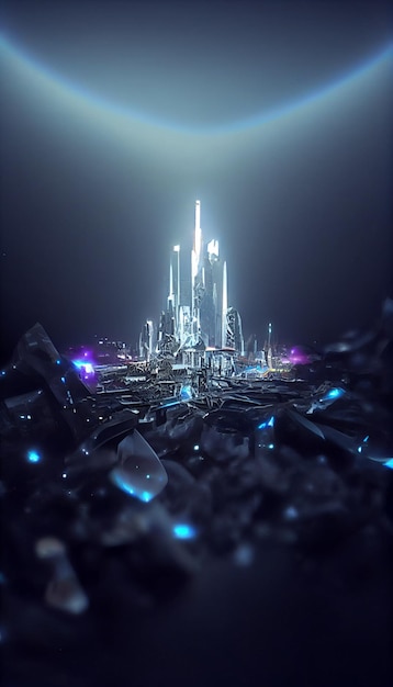 There is a picture of cityscape city with lot lights generative ai