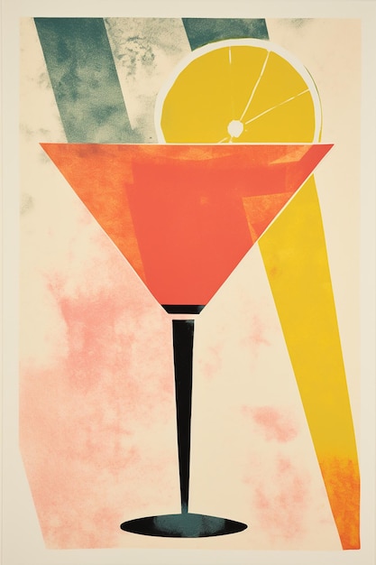 There is a picture of a cocktail glass with a lemon slice in it generative ai