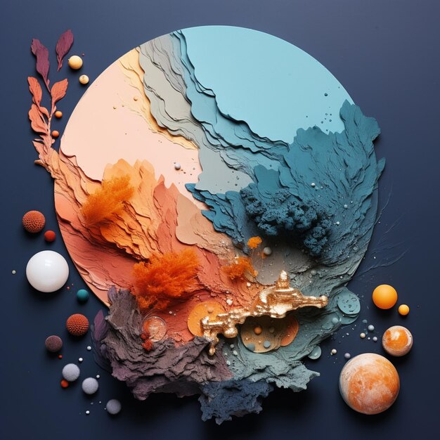 there is a picture of a colorful paper art with planets generative ai