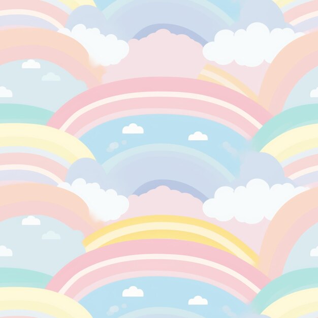 Foto c'è un'immagine di un colorato modello di arcobaleno con nuvole generative ai