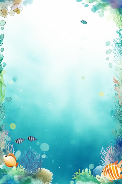 물고기 생성 AI와 함께 다채로운 수중 장면의 그림이 있습니다.