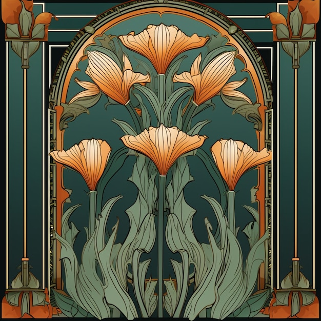 Photo there is a picture of a decorative art nouveau style design generative ai