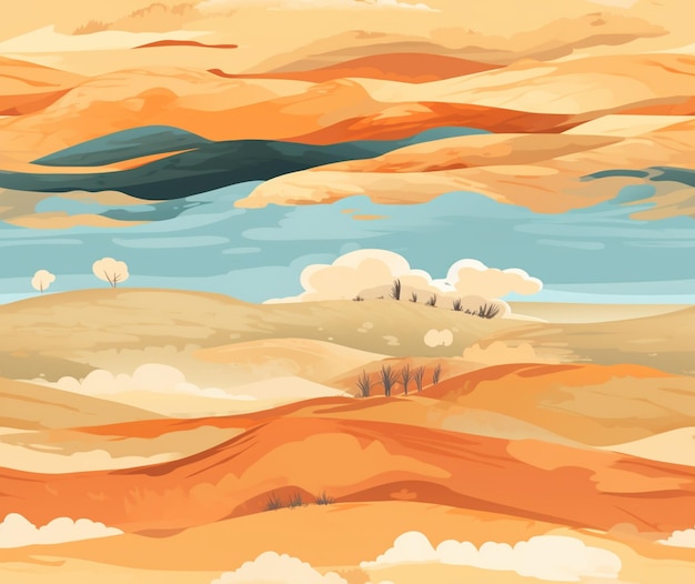 Photo there is a picture of a desert landscape with clouds in the sky generative ai