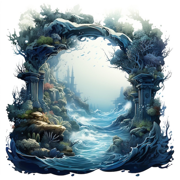 there is a picture of a fantasy archway with a waterfall generative ai