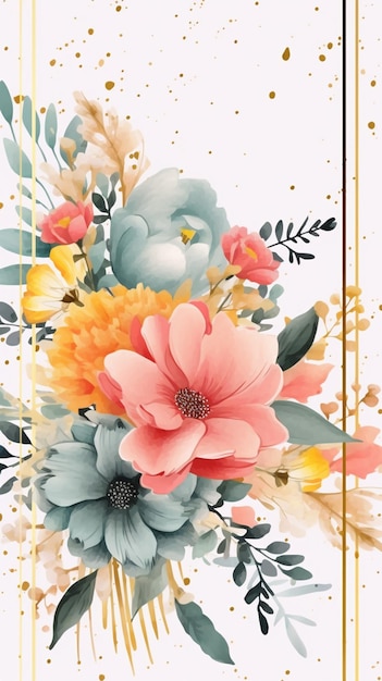 there is a picture of a floral arrangement with gold and pink flowers generative ai