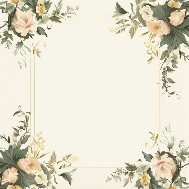 Photo there is a picture of a floral frame with flowers on it generative ai