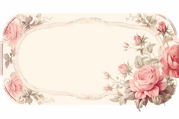 Photo there is a picture of a floral frame with roses on it generative ai