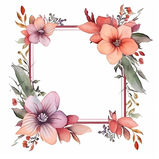 Photo there is a picture of a flower frame with flowers on it generative ai