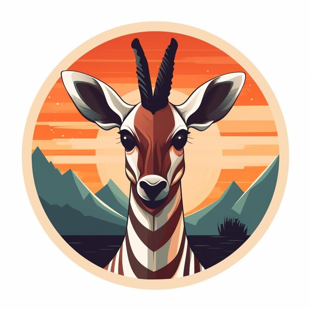 there is a picture of a giraffe with a mountain in the background generative ai